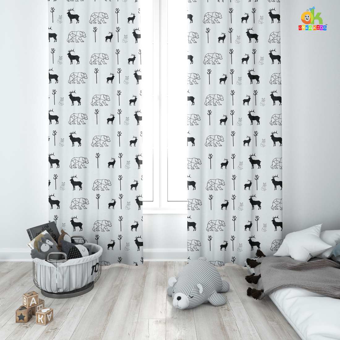 Orka Kids Door Curtain Pack of 2, (D36)